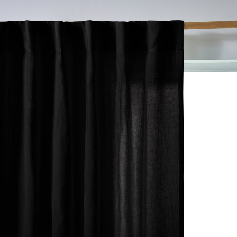 Rideau lin lavé non doublé sur mesure Noir
