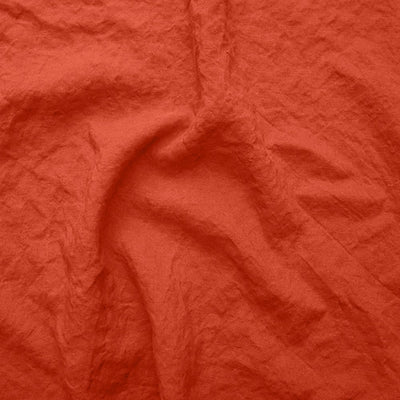 Swatch pour chemin de table lin lavé à volants corail
