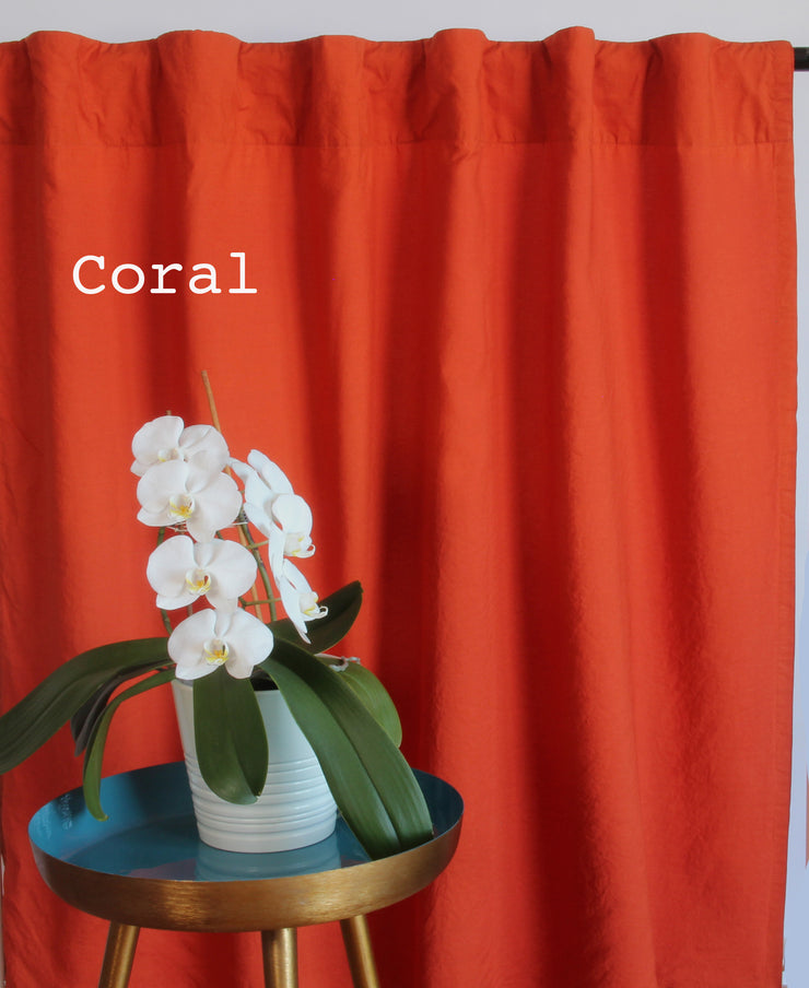 Ruffles Linen Curtain Coral