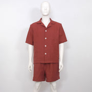 Short sleeves linen pajamas #colour_brick