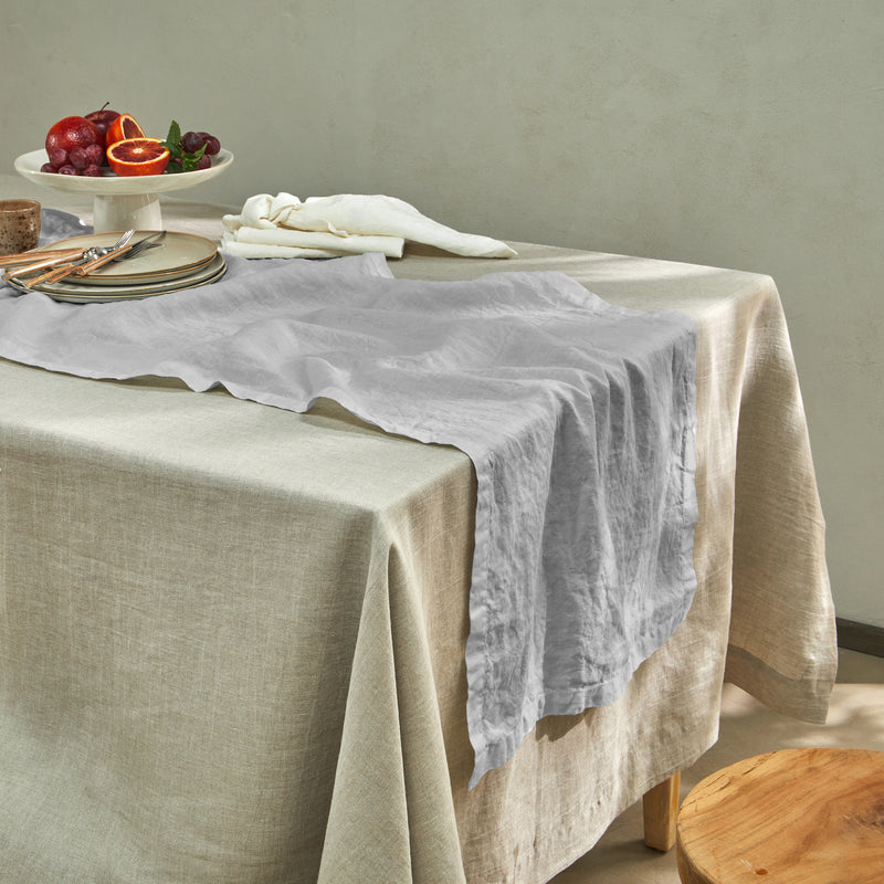 chemin de table basique 100% Lin gris minéral