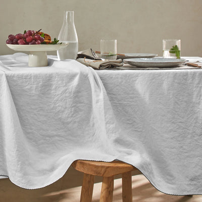 Nappe rect. en lin crocheté gris minéral