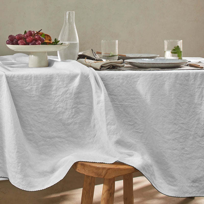 Nappe rect. en lin crocheté gris minéral