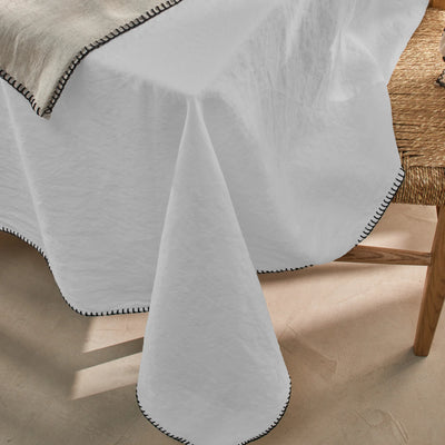 Nappe en lin lavé point de cheval gris minéral