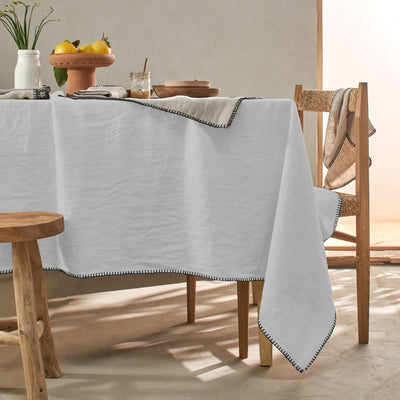 Nappe en lin point de cheval gris minéral