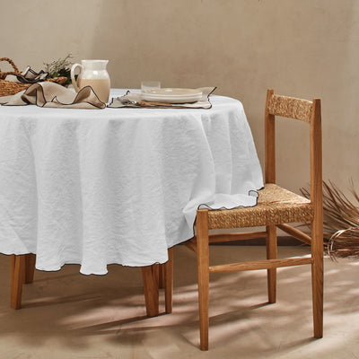 nappe ronde "bourdon" en lin sur mesure gris minéral