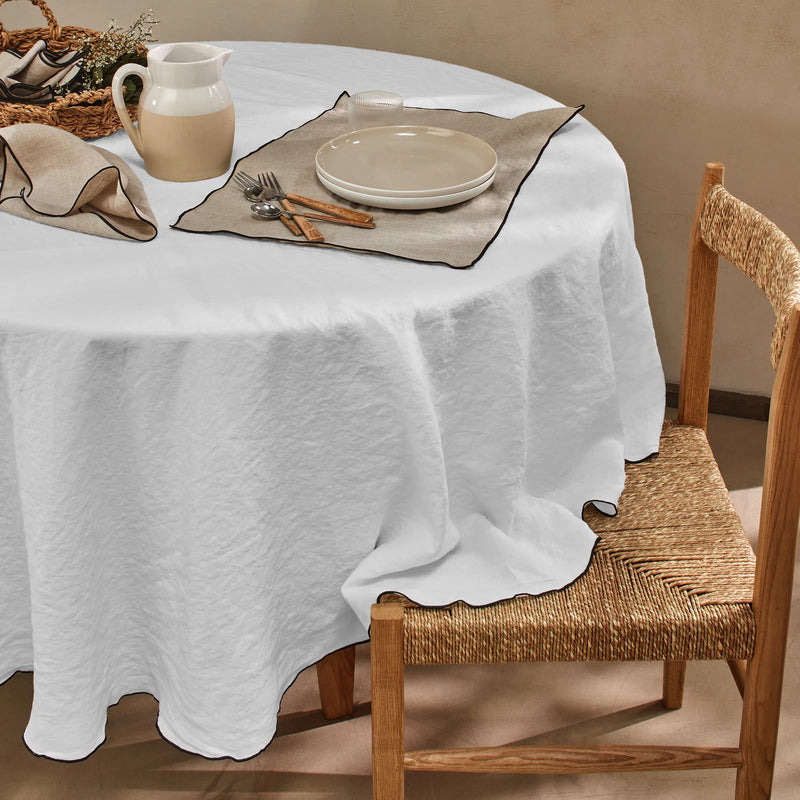 nappe ronde "bourdon" en lin lavé sur mesure gris minéral