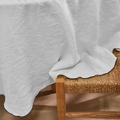 nappe ronde en lin lavé "bourdon" sur mesure gris minéral