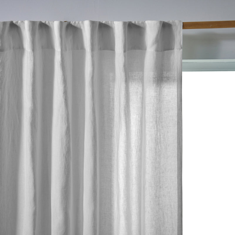 Rideau lin lavé non doublé sur mesure Gris Minéral