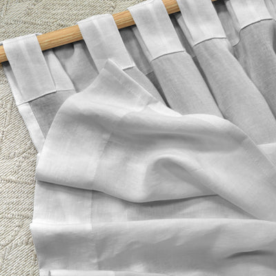 Rideau non doublé en lin sur mesure Gris Minéral à pattes cachées