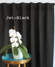 Linen Blackout Curtain in custom size, Jet-black
