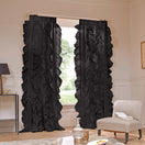 Custom ruffled jet-black linen curtain - Drops