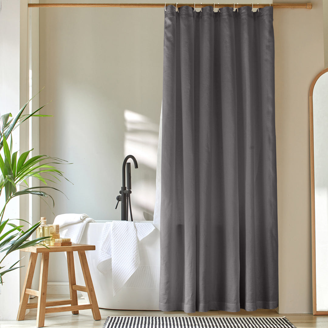 Dark gray linen shower curtain Linenshed