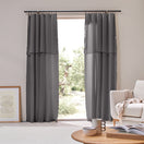 Linen Curtain panel with bourdon edge - Lead Grey