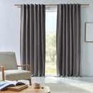 Blackout linen curtain panel lead grey