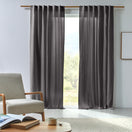 Washed linen curtain panel lead grey