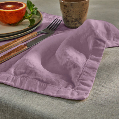 ensemble de 4 sets de table en lin lavé lilas