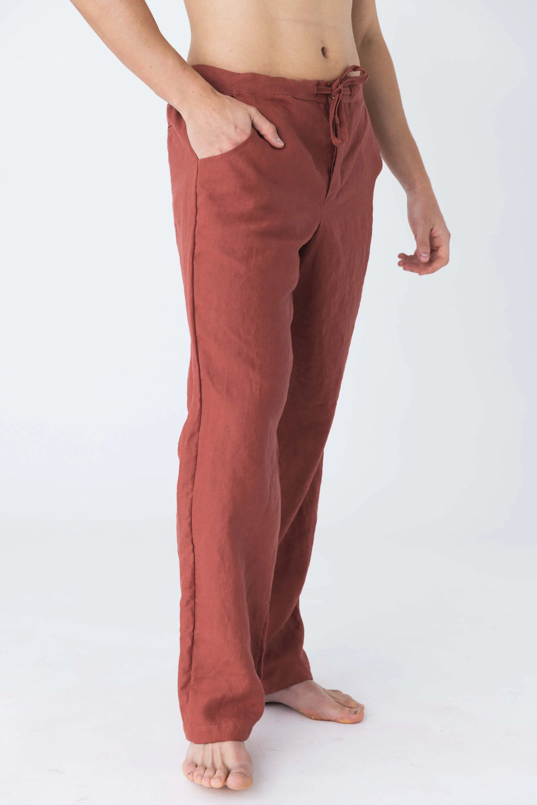 Red linen pants mens discount