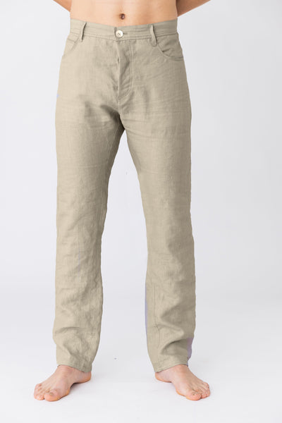 Pantalon en lin français “Flavio” naturel  5 #colour_naturel