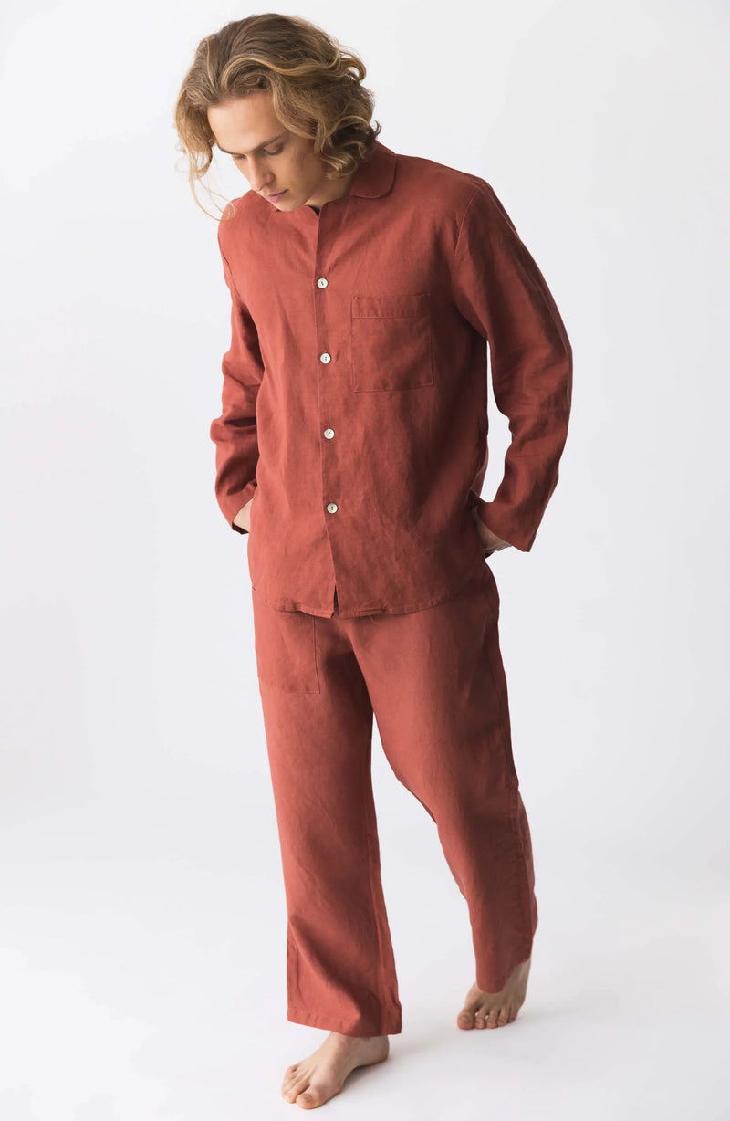 Pyjama en lin homme “Ronaldo” brique 1 