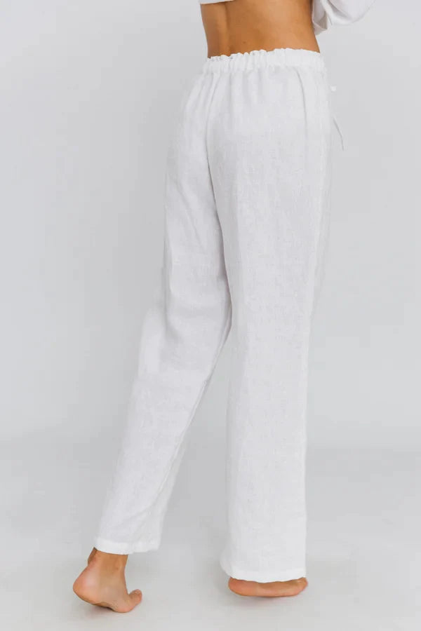 Linen pajama pants light blue Linenshed