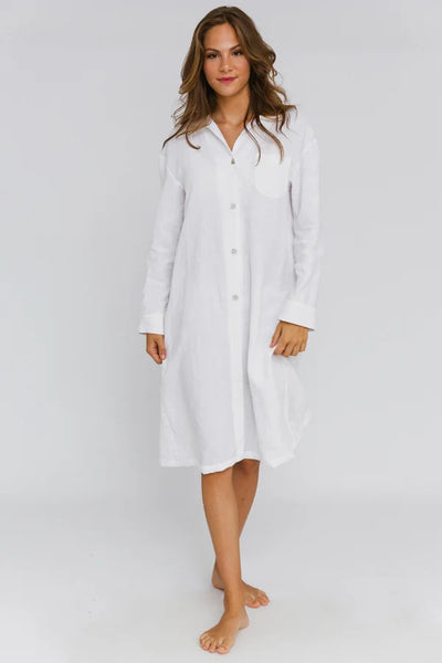 Chemise de nuit luxueuse en lin lavé Blanc Optique 12 #colour_blanc-optique