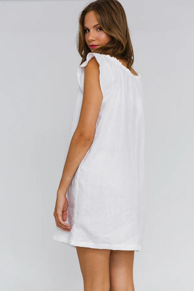 Chemise de nuit « Jane » en lin Blanc Optique 15 #colour_blanc-optique