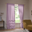 Custom ruffles linen window curtain lilac - Waterfall
