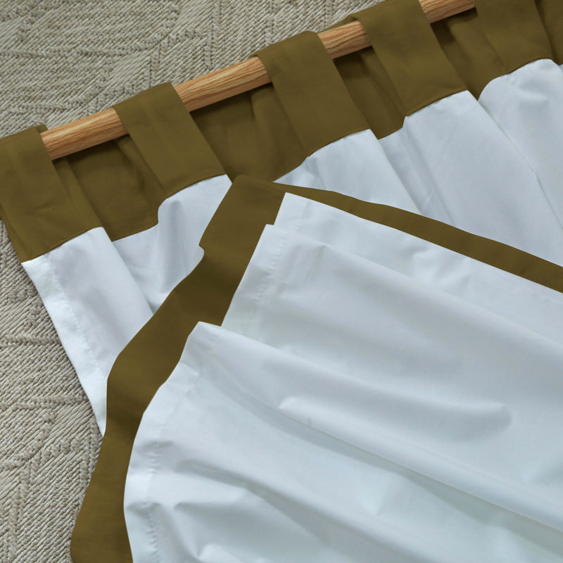 Rideau doublé en lin Olive Verte à pattes cachées