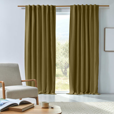 Rideau en lin occultant sur mesure Olive Verte