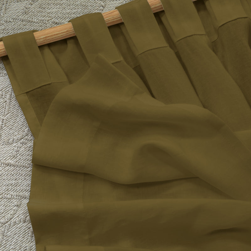 Rideau lin basique à pattes cachées Olive Verte