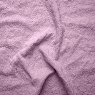 Swatch pour chemin de table lin lavé à volants lilas