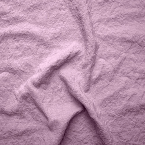 Swatch pour chemin de table lin lavé à volants lilas