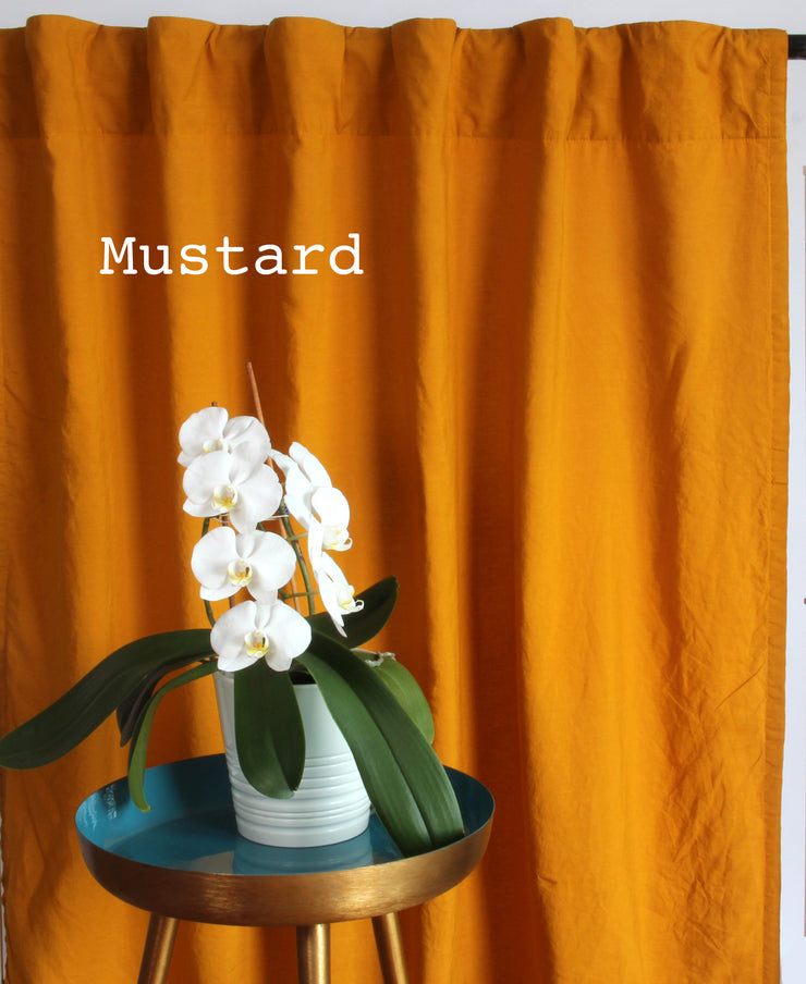 Linen Blackout Curtain in custom size, Mustard