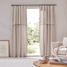 Custom-made Linen Curtain panel with bourdon edge - Natural