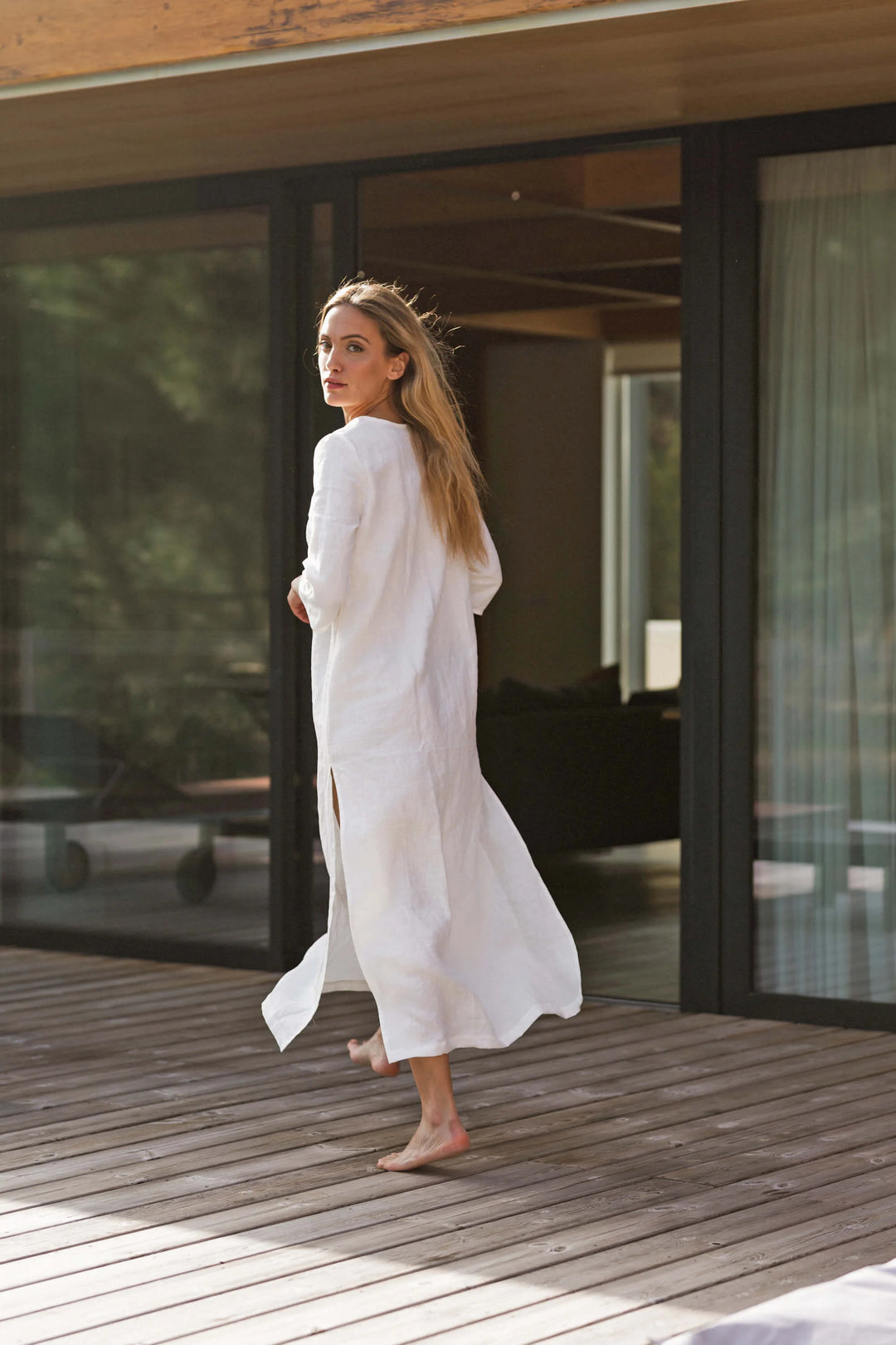 linen tunic dress uk Long linen tunic dress red brick