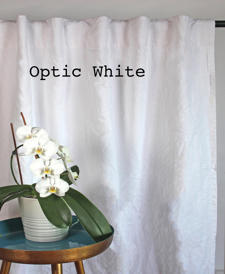 Pure Washed Linen Curtain Drapery, Optic white