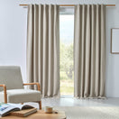 Blackout linen curtain panel beige natural