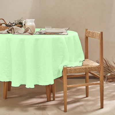nappe ronde "bourdon" en lin sur mesure vert menthe