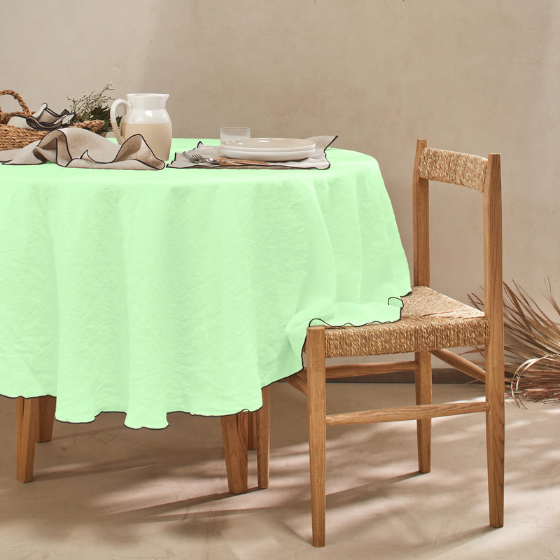 nappe ronde "bourdon" en lin sur mesure vert menthe