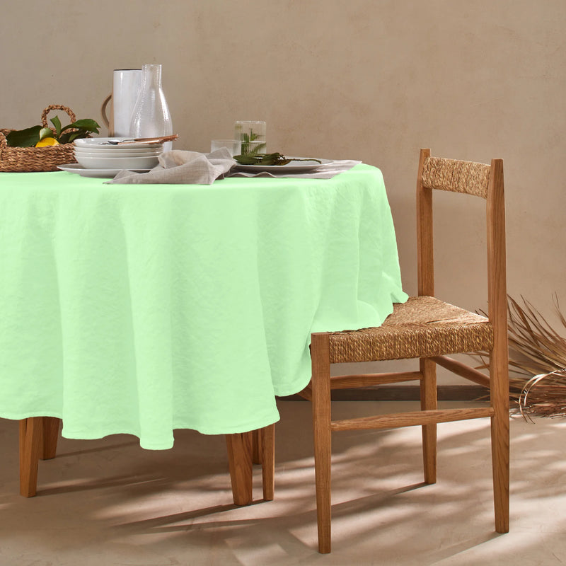 Nappe en lin lavé ovale sur mesure vert menthe