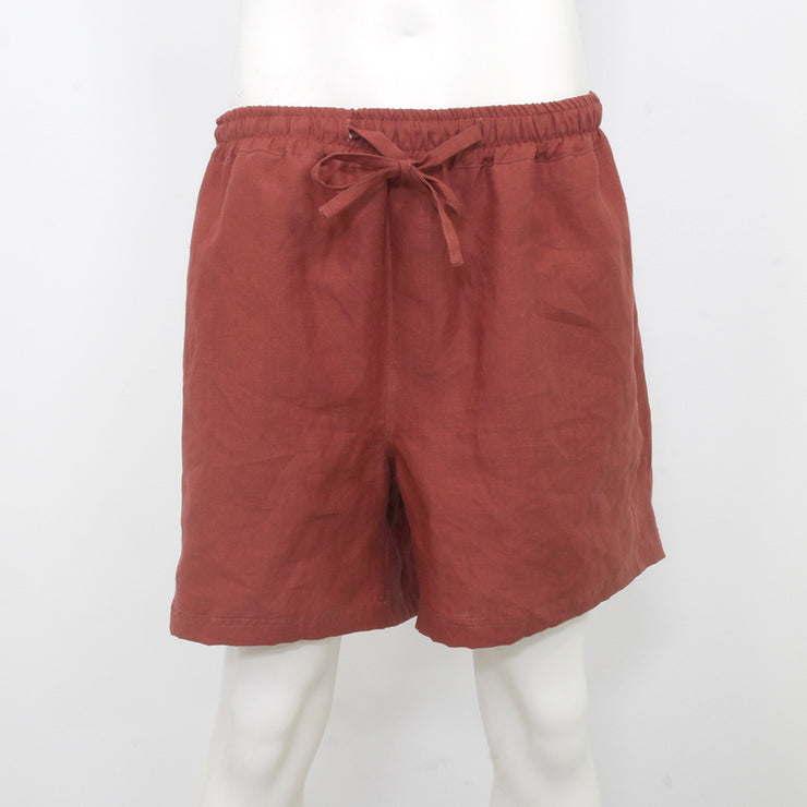 Linen pajama shorts for men “Emanuel” Brick