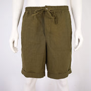 Relaxed linen shorts Green Olive- Linenshed