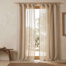 Custom-made sheer curtains in beige natural linen