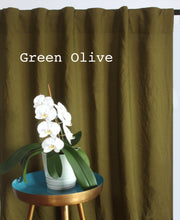 Blackout linen curtain Green Olive