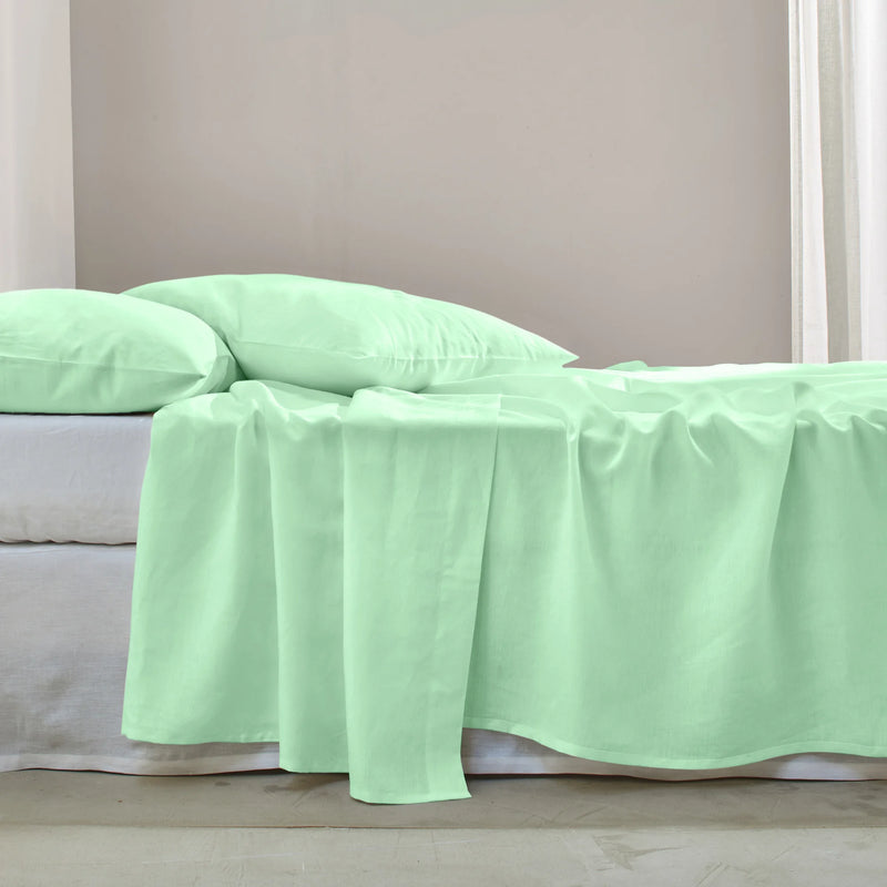 drap plat en lin Vert menthe