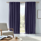Blackout linen curtain panel night blue
