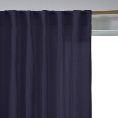 Rideau lin lavé non doublé sur mesure bleu nuit