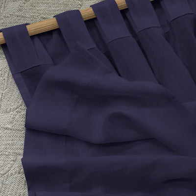 Rideau non doublé en lin sur mesure bleu nuit à pattes cachées