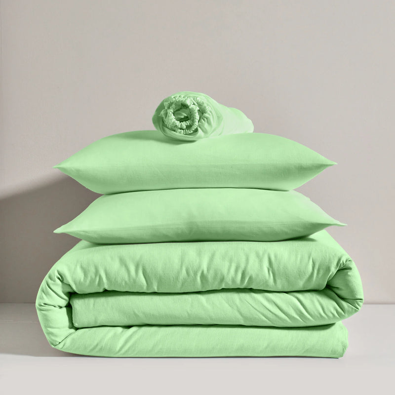 Parrure de lit en lin vert menthe